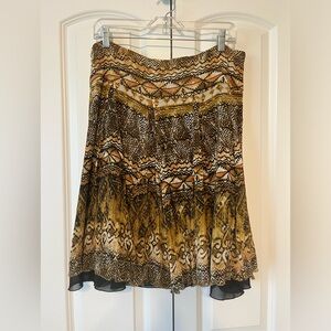 Chico's‎ 100% Silk Gypsy Boho Artsy A-Line Skirt Sz Large 12